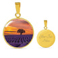 ShineOn Fulfillment Jewelry Luxury Necklace (Gold) / Yes Personalized Tree in a Purple Field at Sunset, Custom Pendant with Luxury Necklace - Personalized Engraving Available, Gift Box Included SO-6839099
