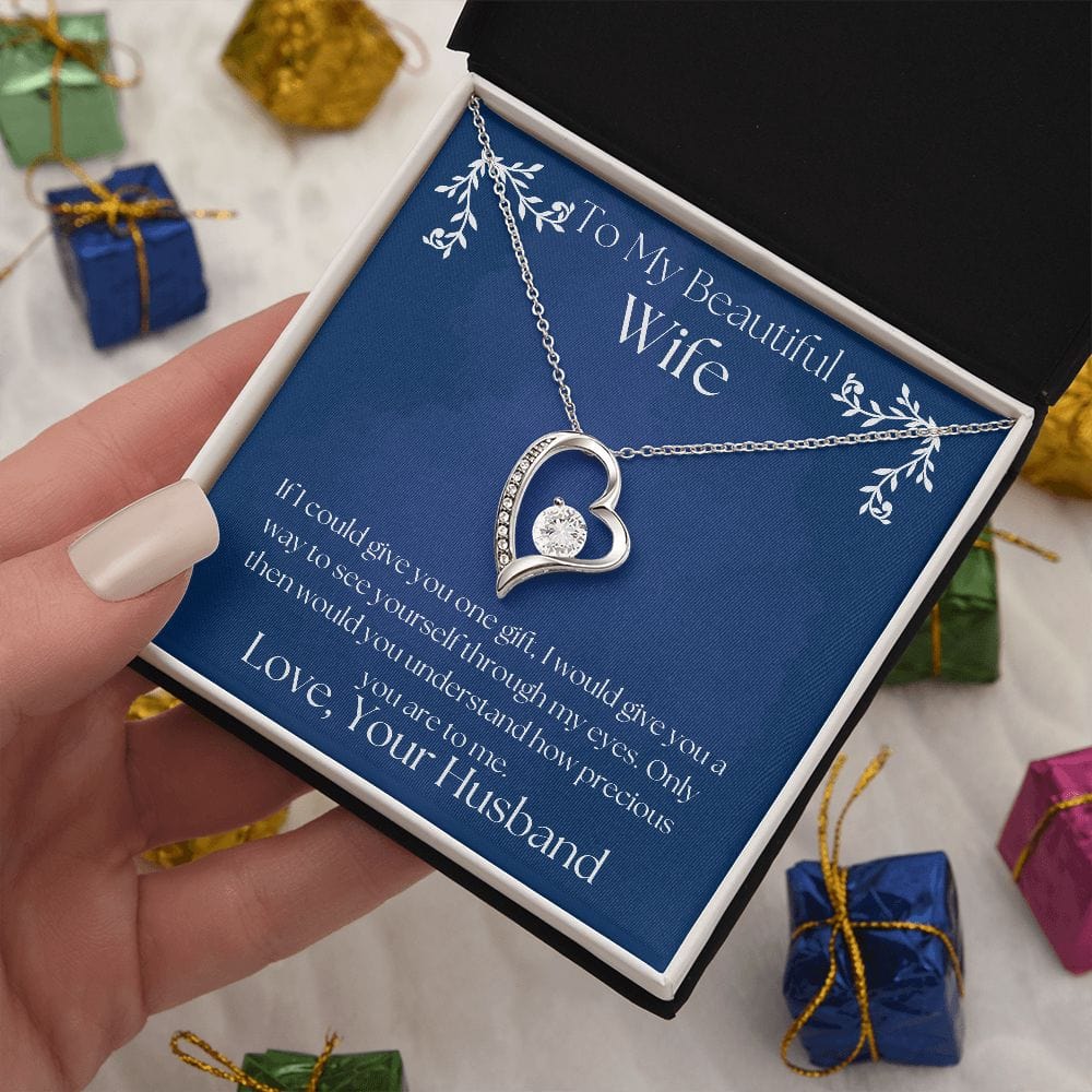 ShineOn Fulfillment Jewelry Wife Necklace, Heart Necklace, Wife Gift, Valentine Gift, Silver Necklace, Gold Necklace, Gift for Her, Free Gift Box, Free Shipping