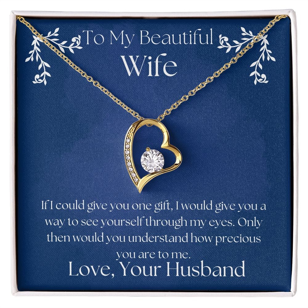 ShineOn Fulfillment Jewelry 18k Yellow Gold Finish / Standard Box Wife Necklace, Heart Necklace, Wife Gift, Valentine Gift, Silver Necklace, Gold Necklace, Gift for Her, Free Gift Box, Free Shipping SO-8859455