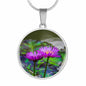 ShineOn Fulfillment Jewelry Personalized Purple Water Lily Flower, Custom Pendant with Luxury Necklace - Personalized Engraving Available, Gift Box Included