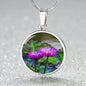 ShineOn Fulfillment Jewelry Personalized Purple Water Lily Flower, Custom Pendant with Luxury Necklace - Personalized Engraving Available, Gift Box Included