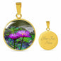 ShineOn Fulfillment Jewelry Luxury Necklace (Gold) / With Personalized Engraving Text / Yes Personalized Purple Water Lily Flower, Custom Pendant with Luxury Necklace - Personalized Engraving Available, Gift Box Included SO-6840049