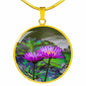 ShineOn Fulfillment Jewelry Luxury Necklace (Gold) / No Personalized Purple Water Lily Flower, Custom Pendant with Luxury Necklace - Personalized Engraving Available, Gift Box Included SO-6840047