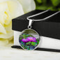 ShineOn Fulfillment Jewelry Personalized Purple Water Lily Flower, Custom Pendant with Luxury Necklace - Personalized Engraving Available, Gift Box Included