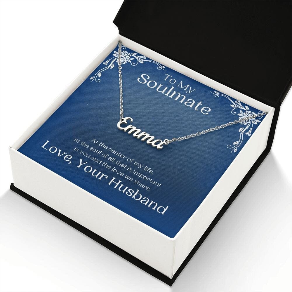 ShineOn Fulfillment Jewelry Personalized Name Necklace, Custom Name Necklace, Soulmate Necklace, Cable Chain Necklace, Gift for Her, Included Gift Box, Free Shipping