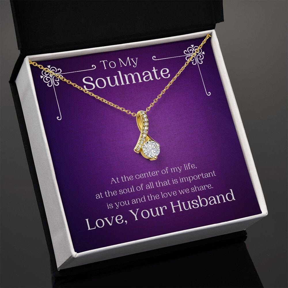 ShineOn Fulfillment Jewelry Soulmate Necklace, My Soulmate, Soulmate Gift, Ribbon Necklace, Silver Necklace, Gold Necklace, Gift for Her, Free Gift Box, Free Shipping