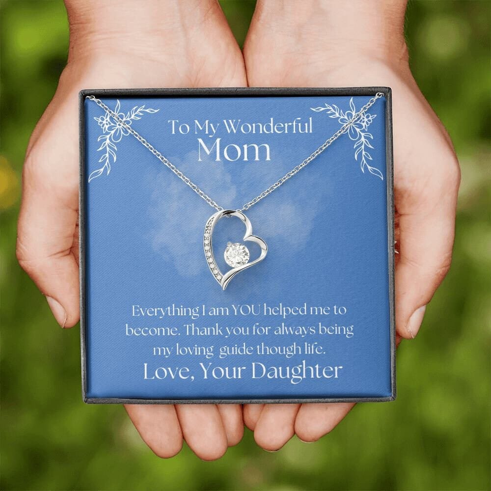 ShineOn Fulfillment Jewelry Mom Necklace, To My Wonderful Mom, Mother's Day Gift from Daughter, White Gold Necklace, Gold Necklace, Heart, Free Gift Box, Free Shipping
