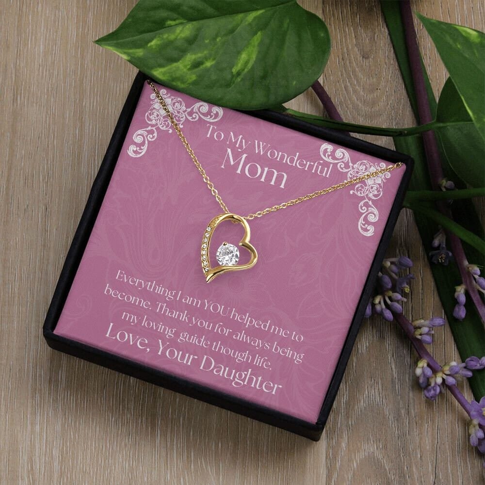 ShineOn Fulfillment Jewelry Mom Necklace, To My Wonderful Mom, Mother's Day Gift from Daughter, White Gold Necklace, Gold Necklace, Heart, Free Gift Box, Free Shipping