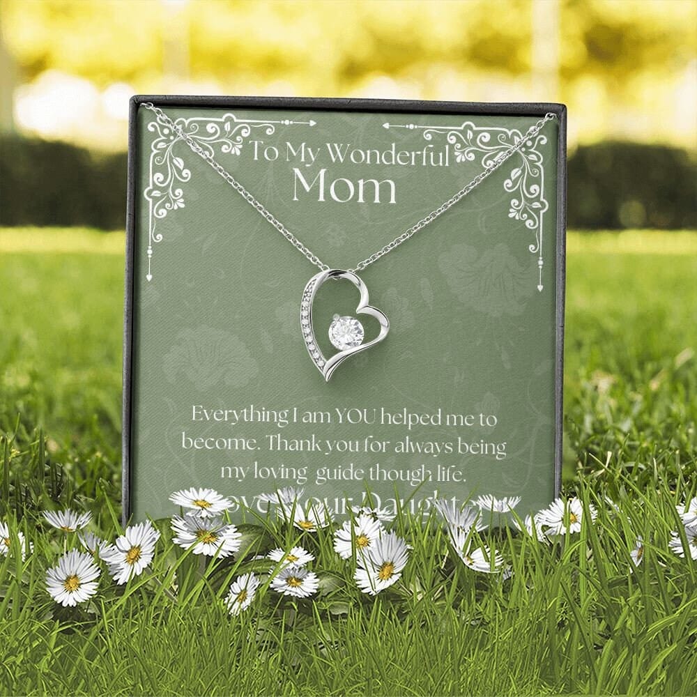 ShineOn Fulfillment Jewelry Mom Necklace, To My Wonderful Mom, Mother's Day Gift from Daughter, White Gold Necklace, Gold Necklace, Heart, Free Gift Box, Free Shipping