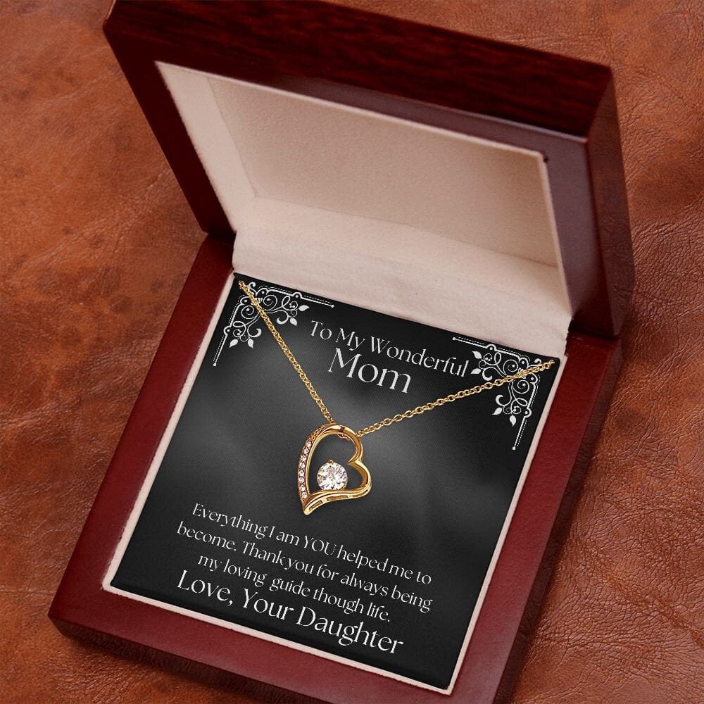 ShineOn Fulfillment Jewelry Mom Necklace, To My Wonderful Mom, Mother's Day Gift from Daughter, White Gold Necklace, Gold Necklace, Heart, Free Gift Box, Free Shipping