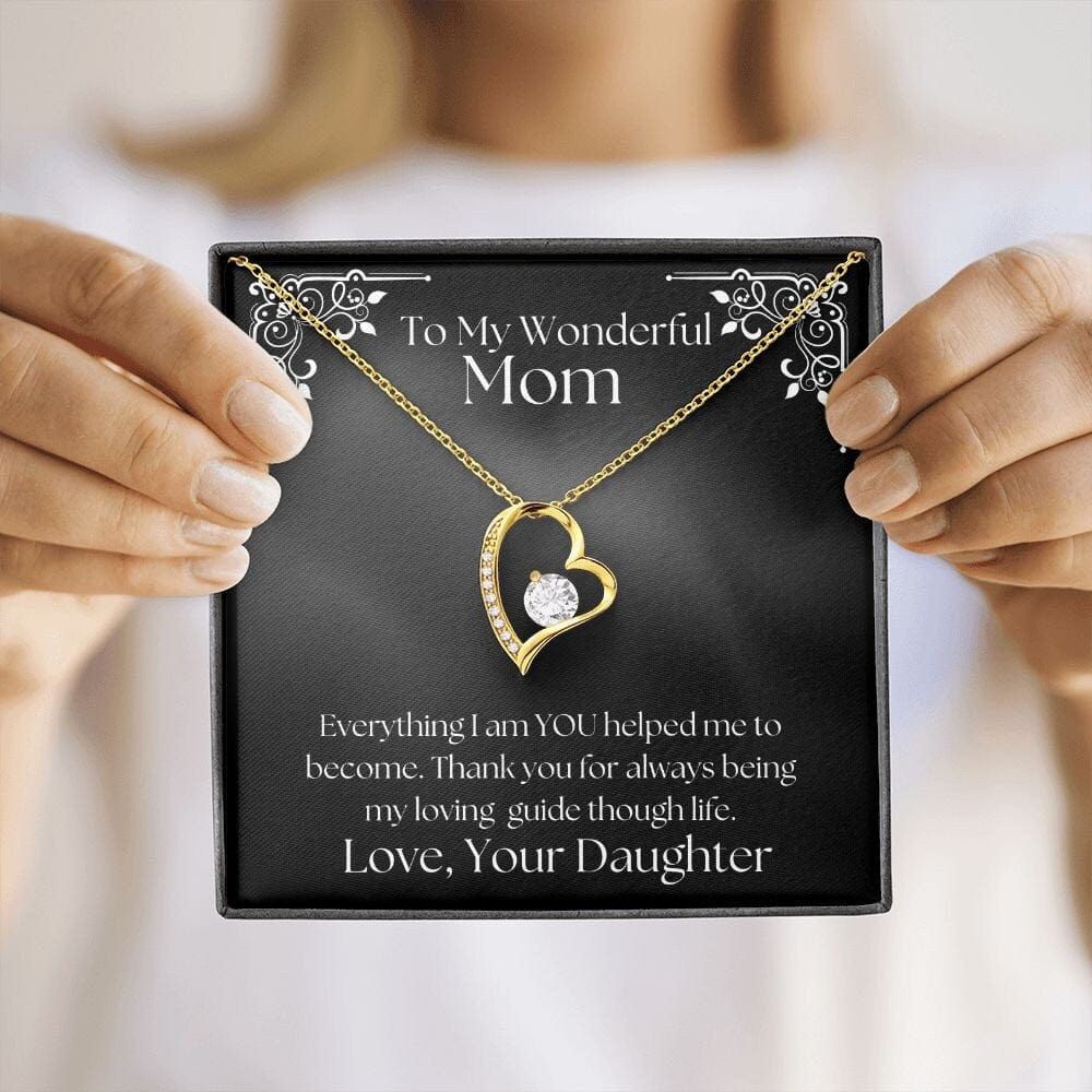 ShineOn Fulfillment Jewelry Mom Necklace, To My Wonderful Mom, Mother's Day Gift from Daughter, White Gold Necklace, Gold Necklace, Heart, Free Gift Box, Free Shipping