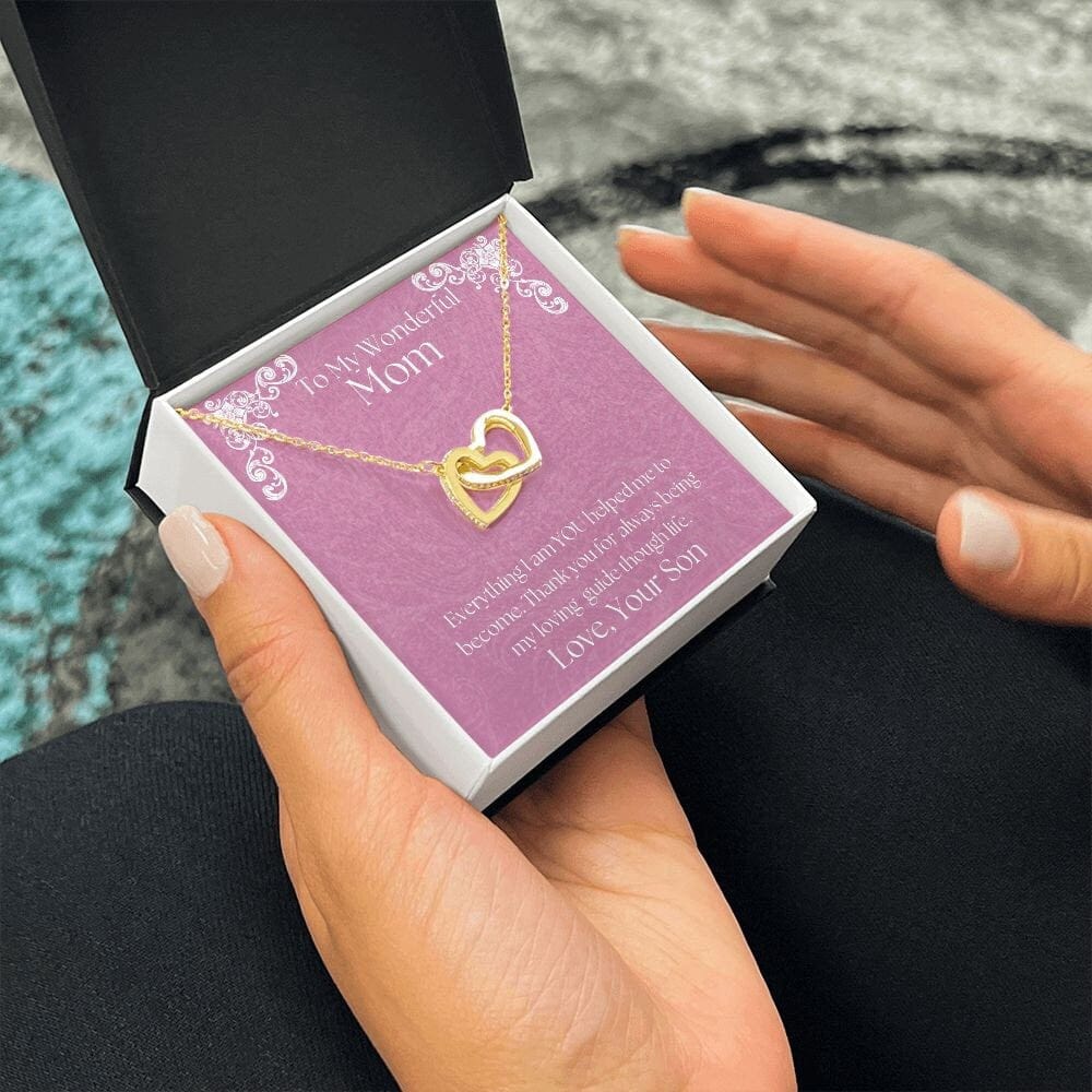 ShineOn Fulfillment Jewelry Mom Necklace, To My Wonderful Mom Necklace, Mother's Gift, Gift From Son, Interlocking Hearts Necklace, Free Gift Box, Free Shipping