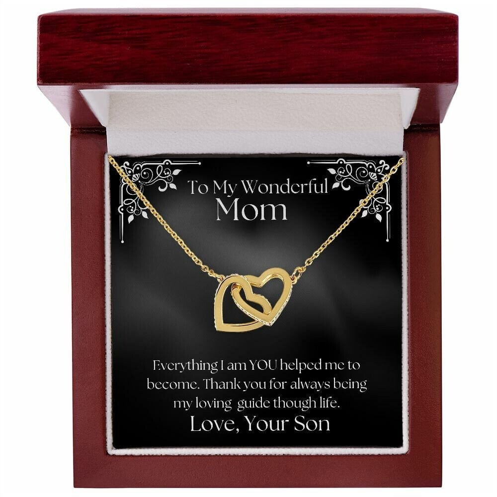ShineOn Fulfillment Jewelry Mom Necklace, To My Wonderful Mom Necklace, Mother's Gift, Gift From Son, Interlocking Hearts Necklace, Free Gift Box, Free Shipping