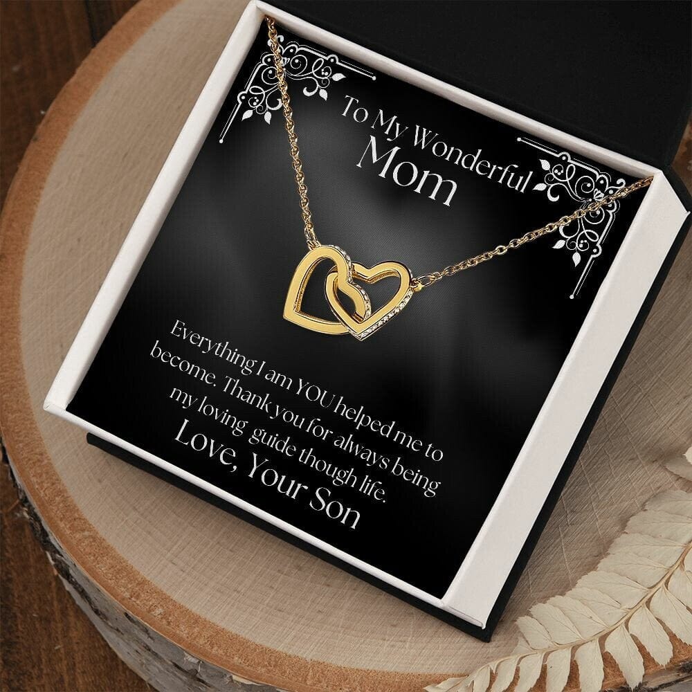 ShineOn Fulfillment Jewelry Mom Necklace, To My Wonderful Mom Necklace, Mother's Gift, Gift From Son, Interlocking Hearts Necklace, Free Gift Box, Free Shipping