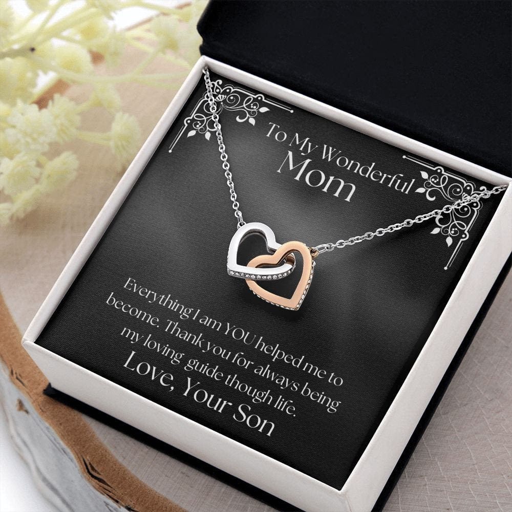 ShineOn Fulfillment Jewelry Mom Necklace, To My Wonderful Mom Necklace, Mother's Gift, Gift From Son, Interlocking Hearts Necklace, Free Gift Box, Free Shipping