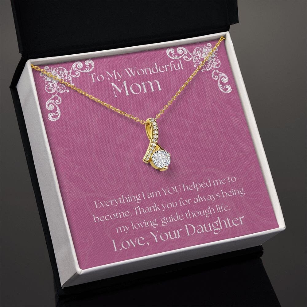 ShineOn Fulfillment Jewelry Mom Necklace, To My Mom Gift, Mother's Day Gift, Ribbon Necklace, Silver Necklace, Gold Necklace, Gift for Her, Free Gift Box, Free Shipping
