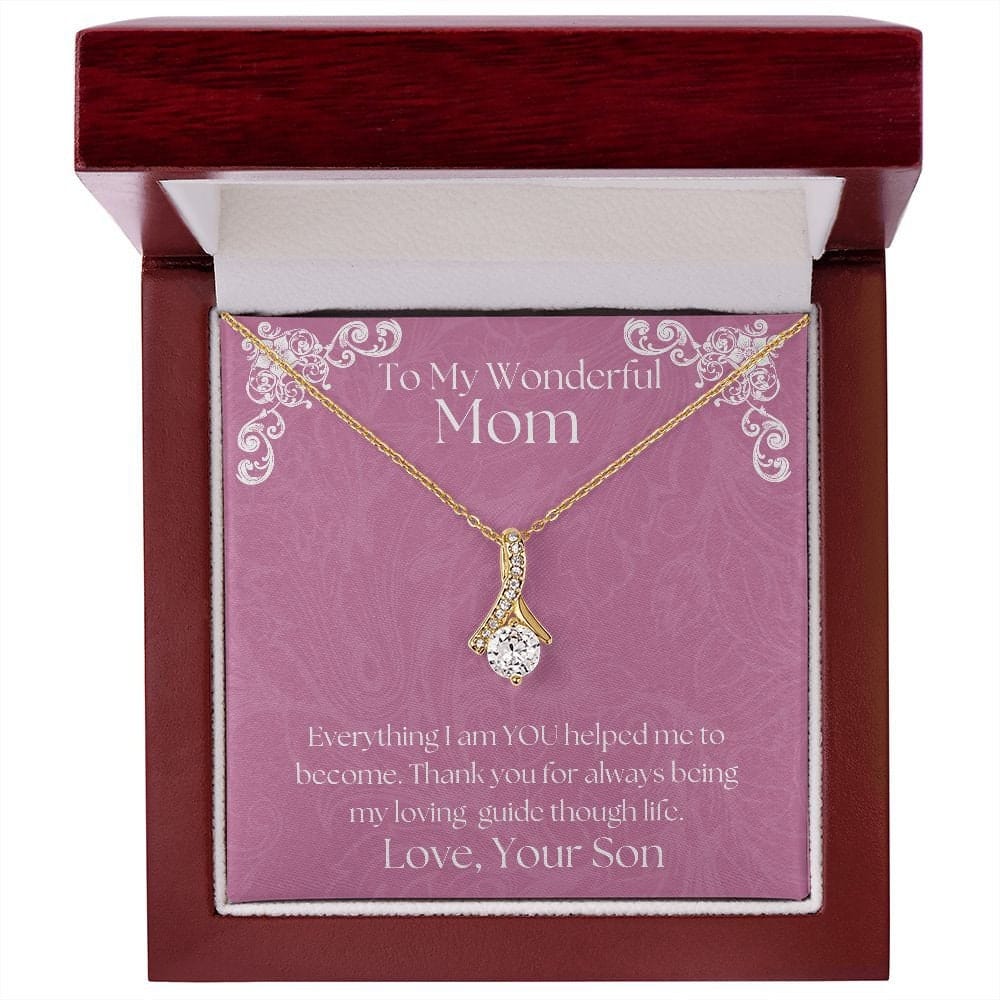 ShineOn Fulfillment Jewelry Mom Necklace, To My Mom Gift, Mother's Day Gift, Ribbon Necklace, Silver Necklace, Gold Necklace, Gift for Her, Free Gift Box, Free Shipping