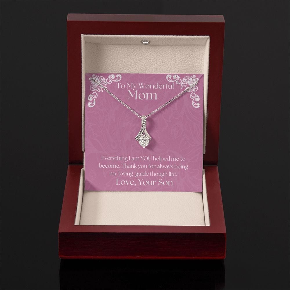 ShineOn Fulfillment Jewelry Mom Necklace, To My Mom Gift, Mother's Day Gift, Ribbon Necklace, Silver Necklace, Gold Necklace, Gift for Her, Free Gift Box, Free Shipping