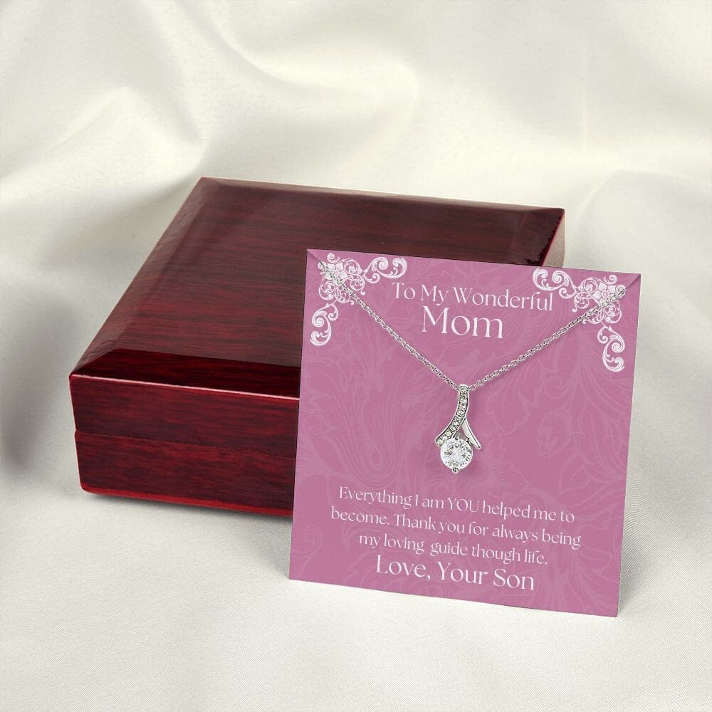 ShineOn Fulfillment Jewelry Mom Necklace, To My Mom Gift, Mother's Day Gift, Ribbon Necklace, Silver Necklace, Gold Necklace, Gift for Her, Free Gift Box, Free Shipping