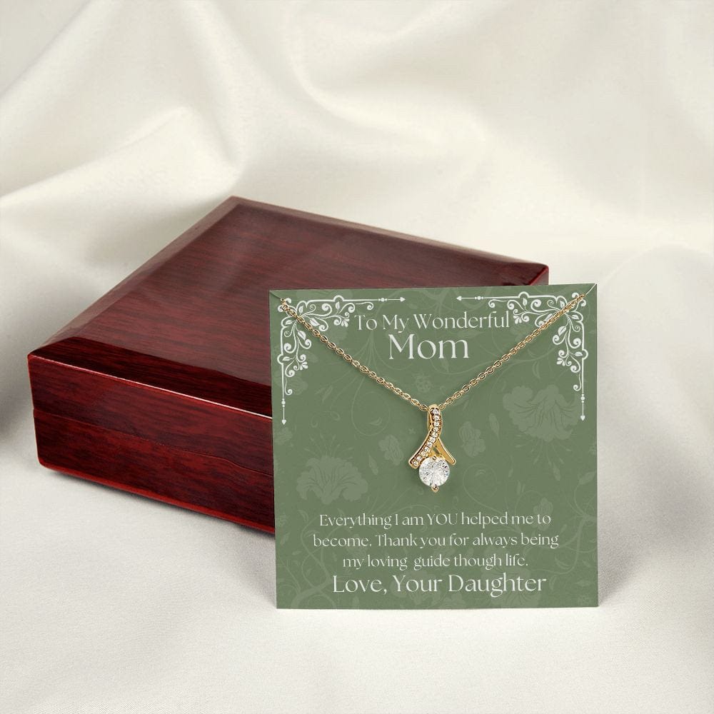 ShineOn Fulfillment Jewelry Mom Necklace, To My Mom Gift, Mother's Day Gift, Ribbon Necklace, Silver Necklace, Gold Necklace, Gift for Her, Free Gift Box, Free Shipping