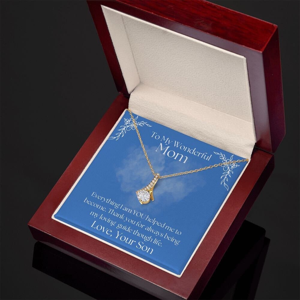 ShineOn Fulfillment Jewelry Mom Necklace, To My Mom Gift, Mother's Day Gift, Ribbon Necklace, Silver Necklace, Gold Necklace, Gift for Her, Free Gift Box, Free Shipping