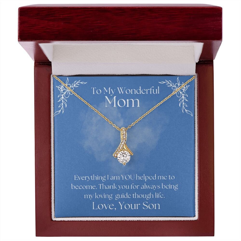 ShineOn Fulfillment Jewelry Mom Necklace, To My Mom Gift, Mother's Day Gift, Ribbon Necklace, Silver Necklace, Gold Necklace, Gift for Her, Free Gift Box, Free Shipping