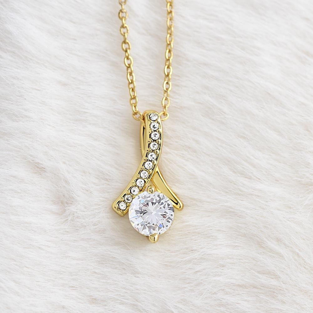 ShineOn Fulfillment Jewelry Mom Necklace, To My Mom Gift, Mother's Day Gift, Ribbon Necklace, Silver Necklace, Gold Necklace, Gift for Her, Free Gift Box, Free Shipping