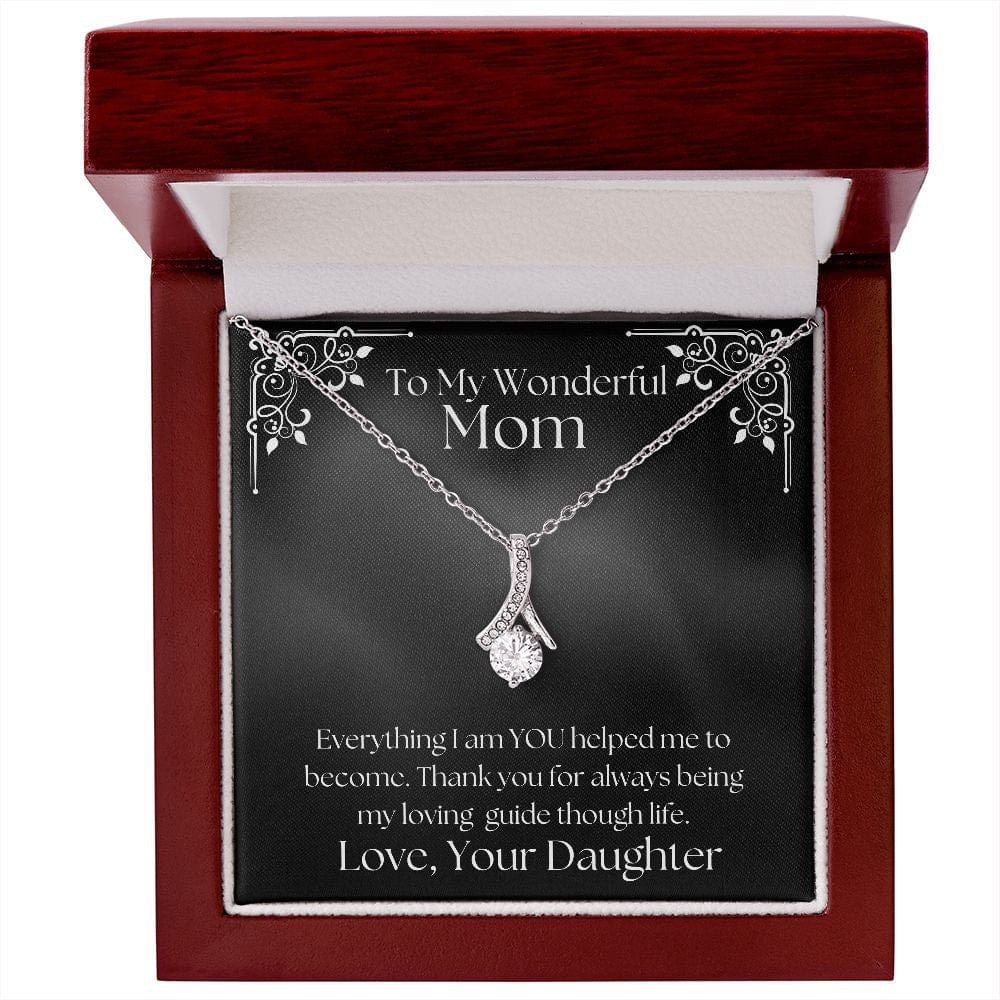 ShineOn Fulfillment Jewelry Mom Necklace, To My Mom Gift, Mother's Day Gift, Ribbon Necklace, Silver Necklace, Gold Necklace, Gift for Her, Free Gift Box, Free Shipping
