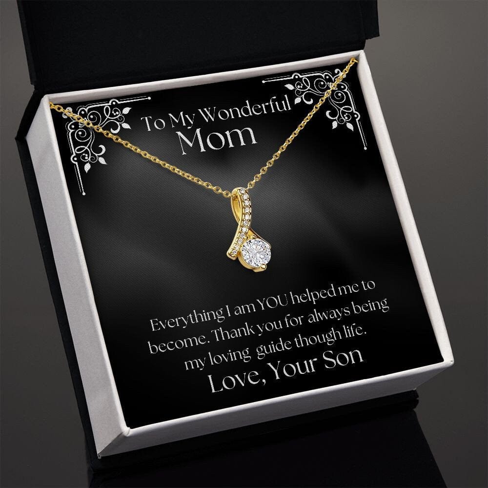 ShineOn Fulfillment Jewelry Mom Necklace, To My Mom Gift, Mother's Day Gift, Ribbon Necklace, Silver Necklace, Gold Necklace, Gift for Her, Free Gift Box, Free Shipping