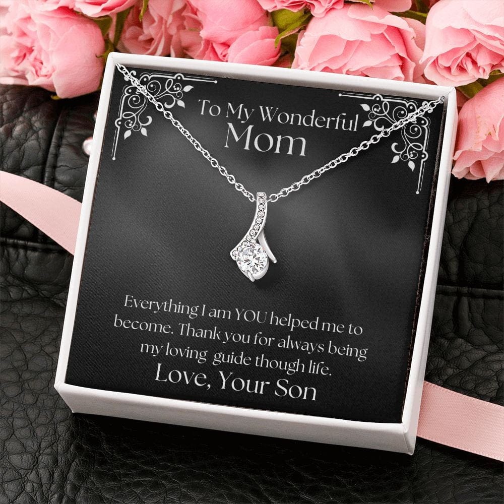 ShineOn Fulfillment Jewelry Mom Necklace, To My Mom Gift, Mother's Day Gift, Ribbon Necklace, Silver Necklace, Gold Necklace, Gift for Her, Free Gift Box, Free Shipping