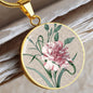 ShineOn Fulfillment Jewelry Personalized Carnation Flower Art, Custom Pendant with Luxury Necklace - Personalized Engraving Available, Gift Box Included, Free Shipping
