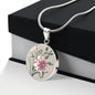 ShineOn Fulfillment Jewelry Personalized Carnation Flower Art, Custom Pendant with Luxury Necklace - Personalized Engraving Available, Gift Box Included, Free Shipping