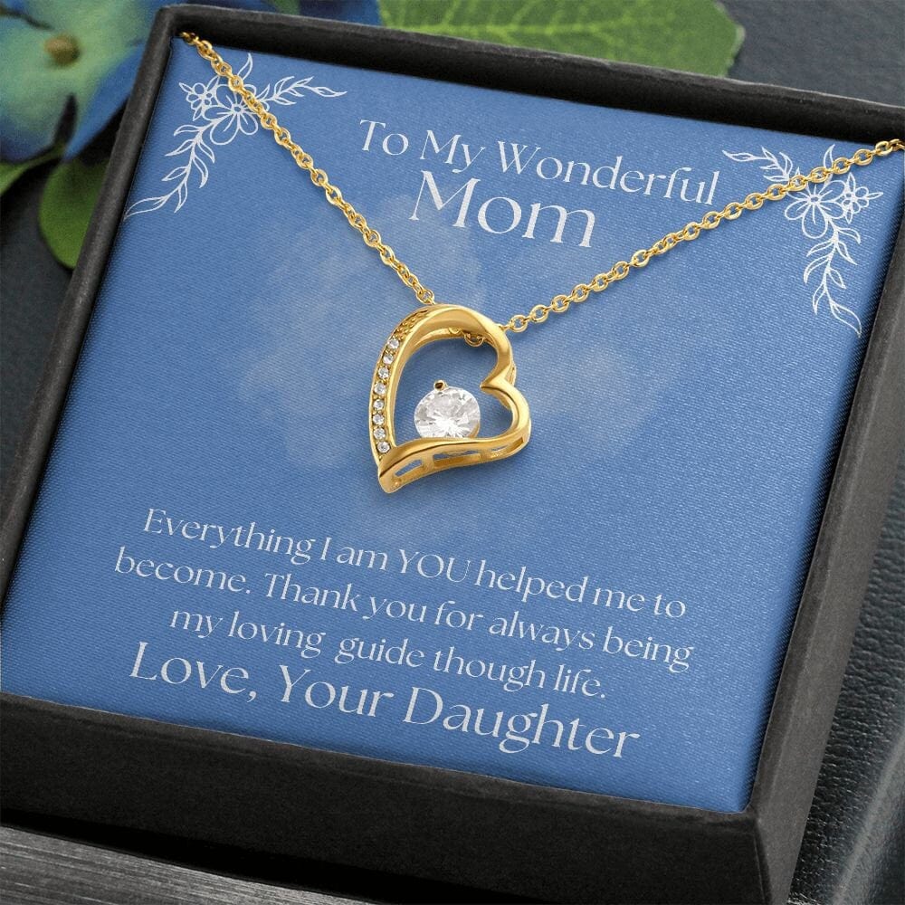 ShineOn Fulfillment Jewelry Mom Necklace, To My Wonderful Mom, Mother's Day Gift from Daughter, White Gold Necklace, Gold Necklace, Heart, Free Gift Box, Free Shipping