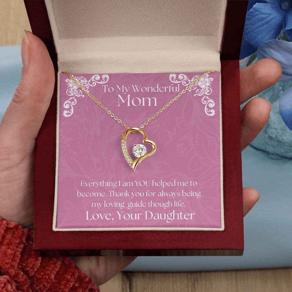 ShineOn Fulfillment Jewelry Mom Necklace, To My Wonderful Mom, Mother's Day Gift from Daughter, White Gold Necklace, Gold Necklace, Heart, Free Gift Box, Free Shipping
