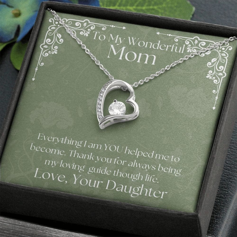 ShineOn Fulfillment Jewelry Mom Necklace, To My Wonderful Mom, Mother's Day Gift from Daughter, White Gold Necklace, Gold Necklace, Heart, Free Gift Box, Free Shipping