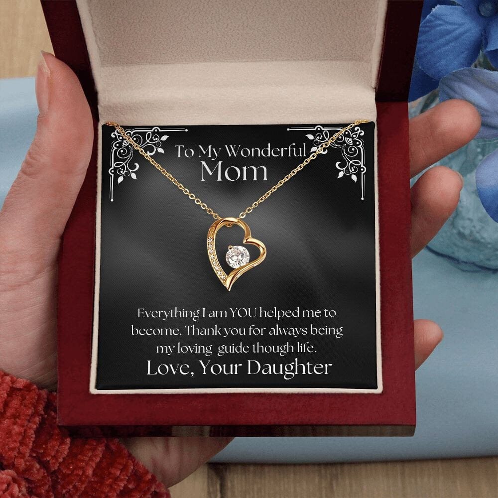ShineOn Fulfillment Jewelry Mom Necklace, To My Wonderful Mom, Mother's Day Gift from Daughter, White Gold Necklace, Gold Necklace, Heart, Free Gift Box, Free Shipping
