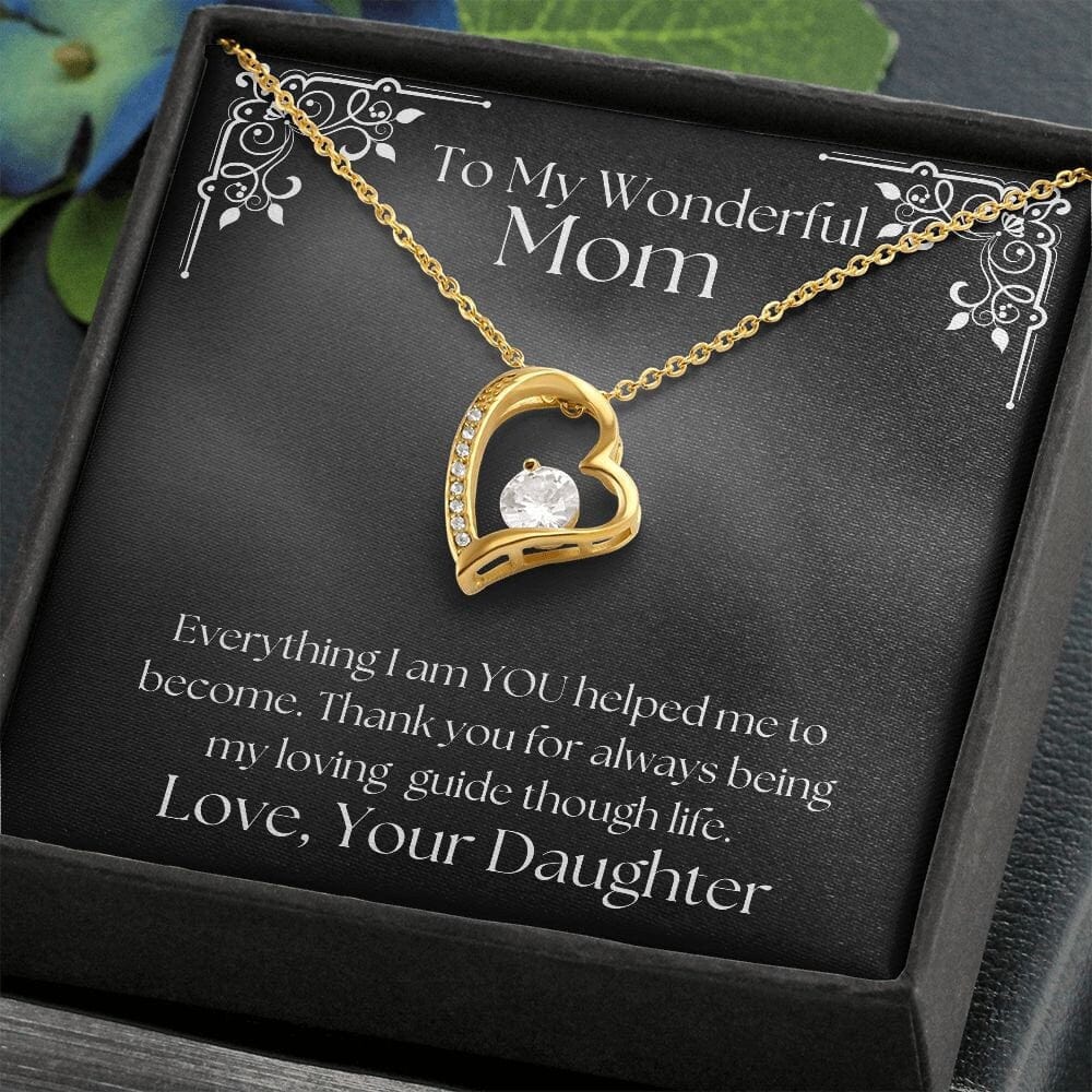 ShineOn Fulfillment Jewelry Mom Necklace, To My Wonderful Mom, Mother's Day Gift from Daughter, White Gold Necklace, Gold Necklace, Heart, Free Gift Box, Free Shipping