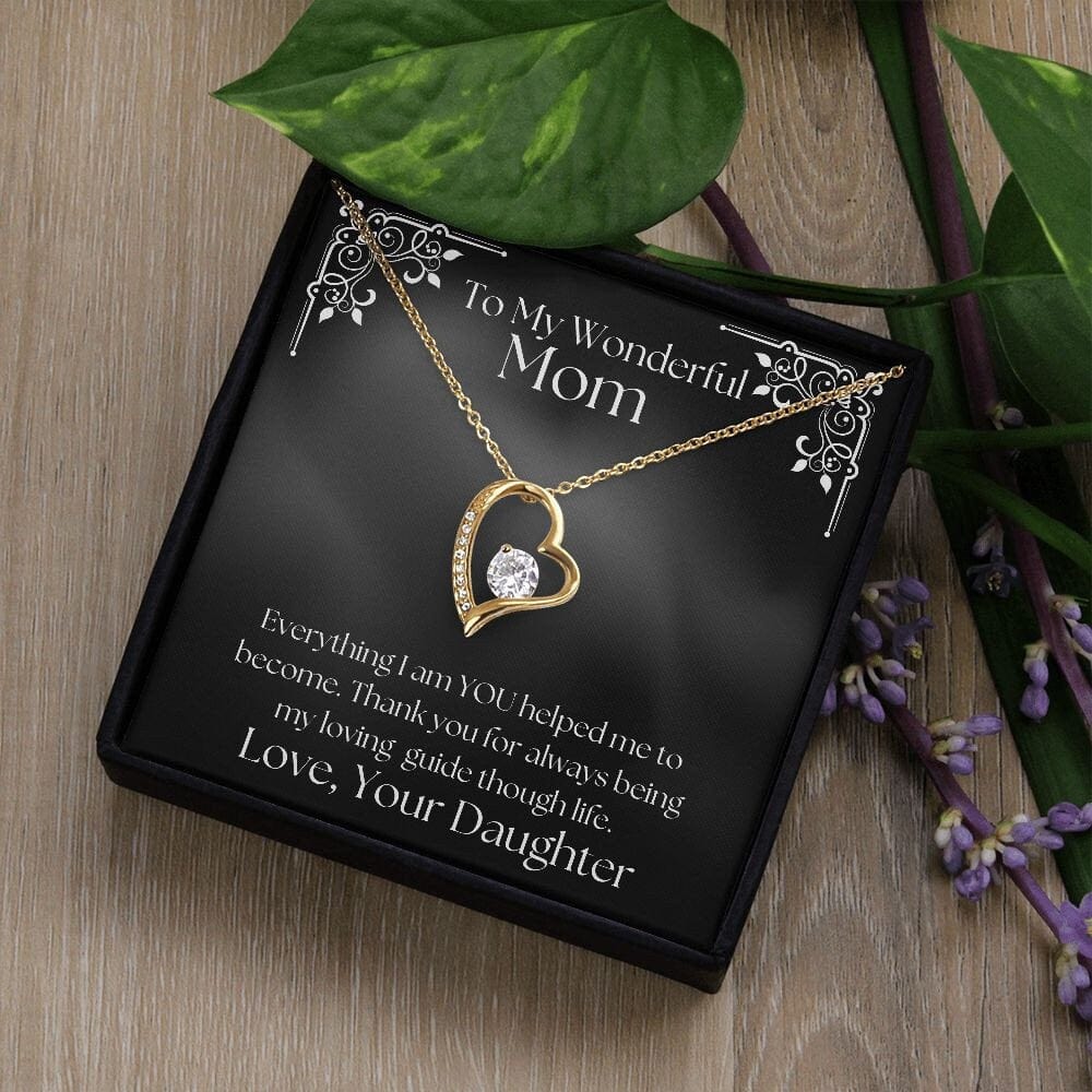 ShineOn Fulfillment Jewelry Mom Necklace, To My Wonderful Mom, Mother's Day Gift from Daughter, White Gold Necklace, Gold Necklace, Heart, Free Gift Box, Free Shipping