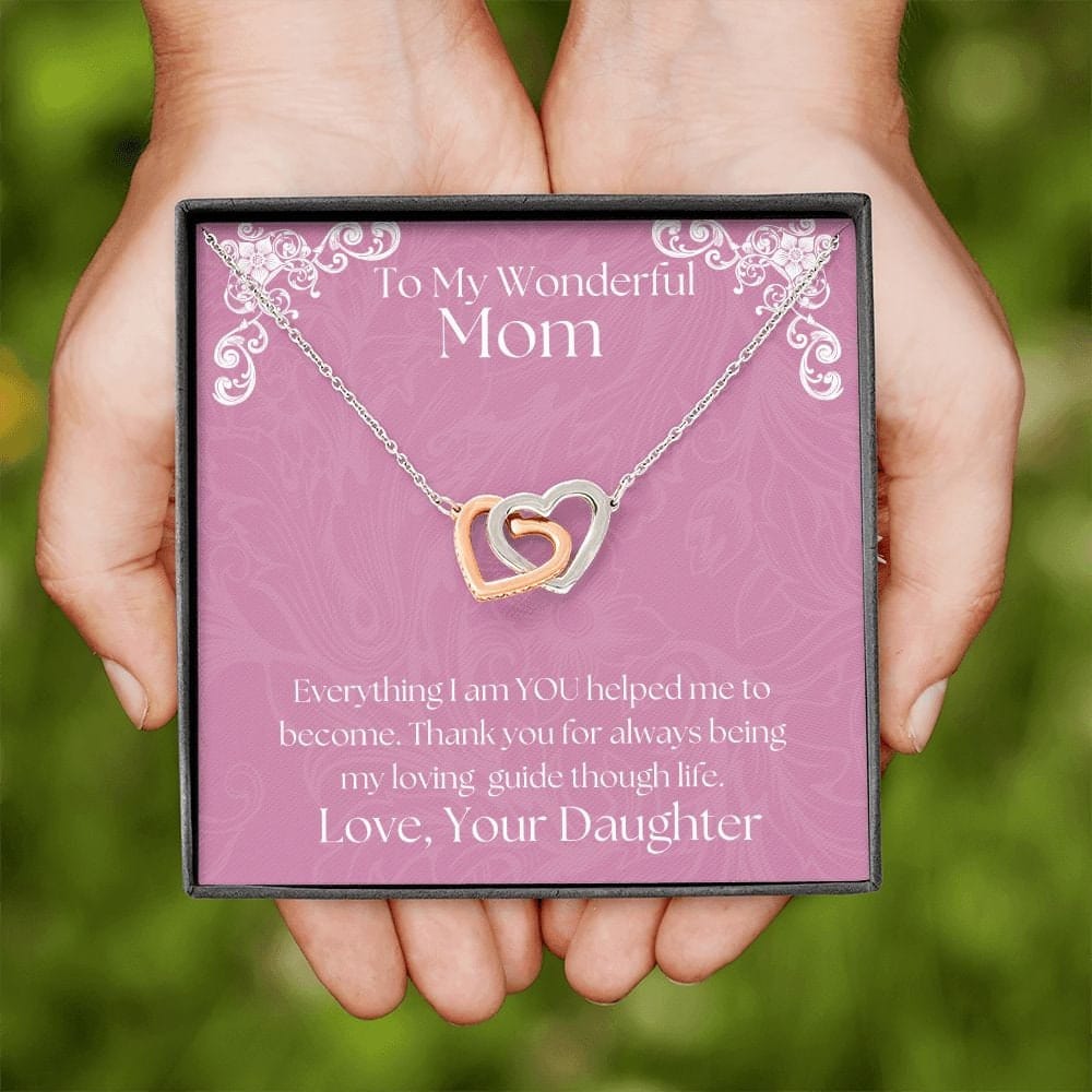 ShineOn Fulfillment Jewelry Mom Necklace, To My Wonderful Mom Necklace, Mother's Gift, Gift From Daughter, Interlocking Hearts Necklace, Free Gift Box, Free Shipping