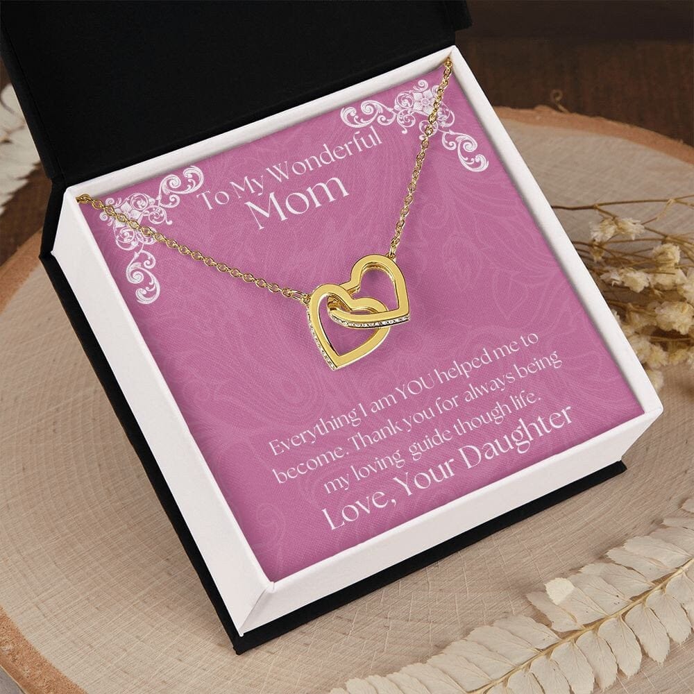 ShineOn Fulfillment Jewelry Mom Necklace, To My Wonderful Mom Necklace, Mother's Gift, Gift From Daughter, Interlocking Hearts Necklace, Free Gift Box, Free Shipping