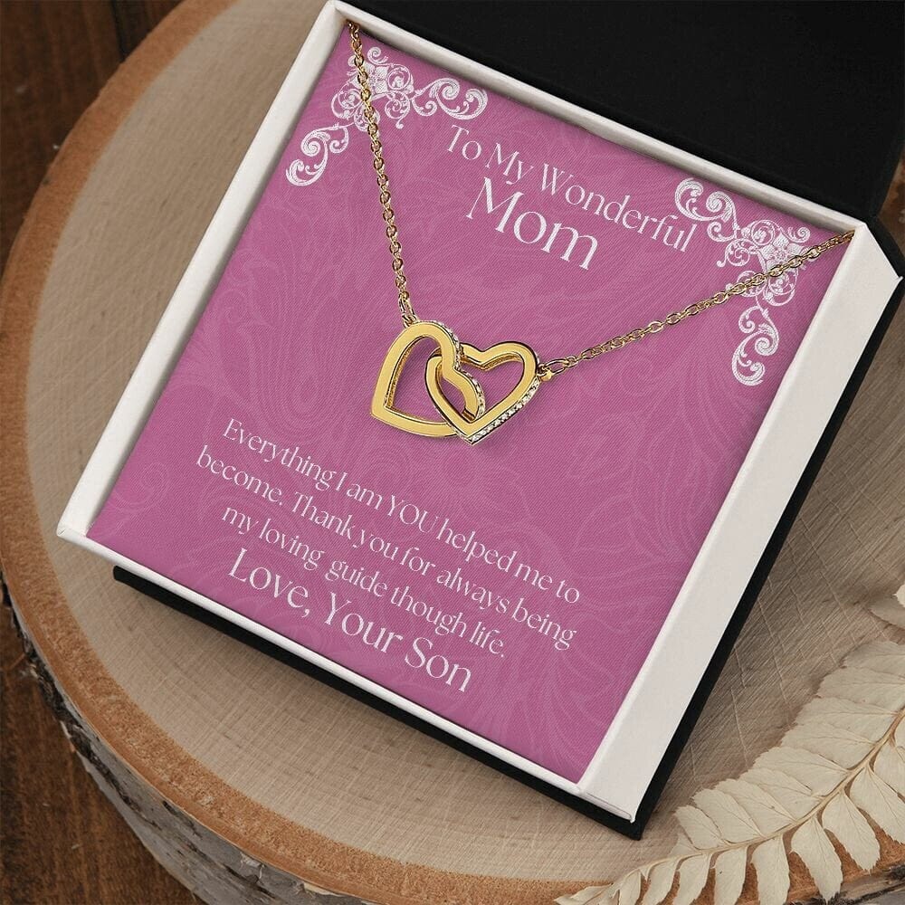 ShineOn Fulfillment Jewelry Mom Necklace, To My Wonderful Mom Necklace, Mother's Gift, Gift From Son, Interlocking Hearts Necklace, Free Gift Box, Free Shipping