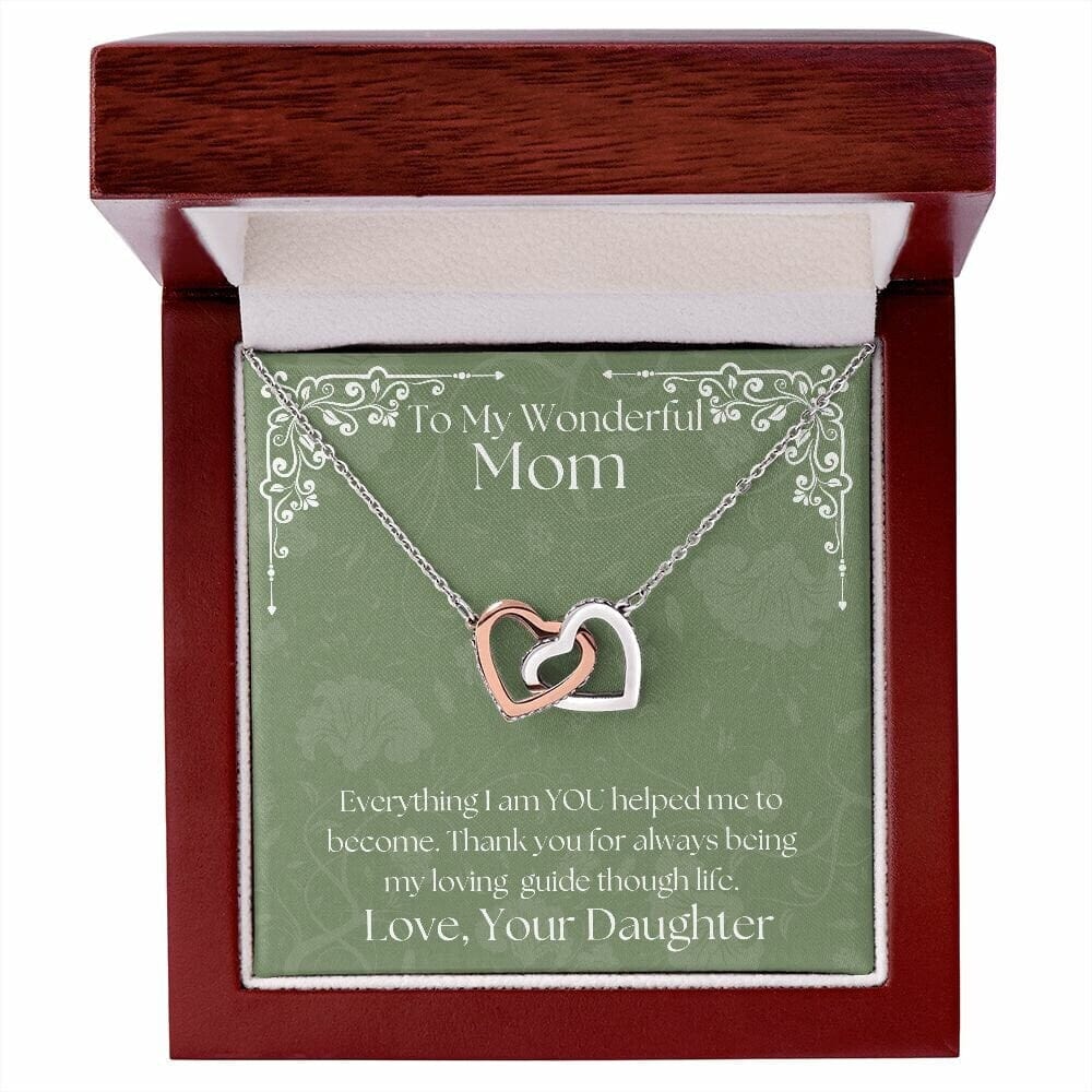 ShineOn Fulfillment Jewelry Mom Necklace, To My Wonderful Mom Necklace, Mother's Gift, Gift From Daughter, Interlocking Hearts Necklace, Free Gift Box, Free Shipping
