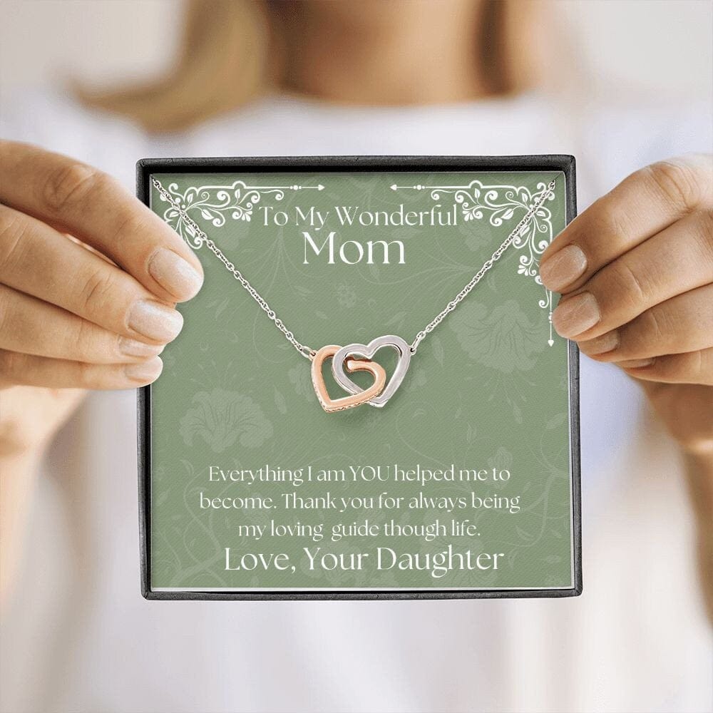 ShineOn Fulfillment Jewelry Mom Necklace, To My Wonderful Mom Necklace, Mother's Gift, Gift From Daughter, Interlocking Hearts Necklace, Free Gift Box, Free Shipping