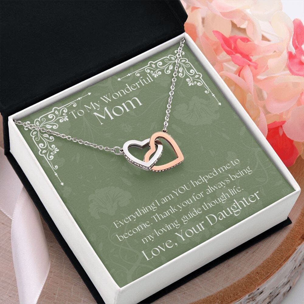 ShineOn Fulfillment Jewelry Mom Necklace, To My Wonderful Mom Necklace, Mother's Gift, Gift From Daughter, Interlocking Hearts Necklace, Free Gift Box, Free Shipping