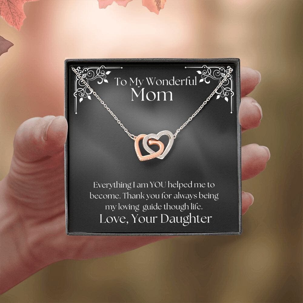 ShineOn Fulfillment Jewelry Mom Necklace, To My Wonderful Mom Necklace, Mother's Gift, Gift From Daughter, Interlocking Hearts Necklace, Free Gift Box, Free Shipping