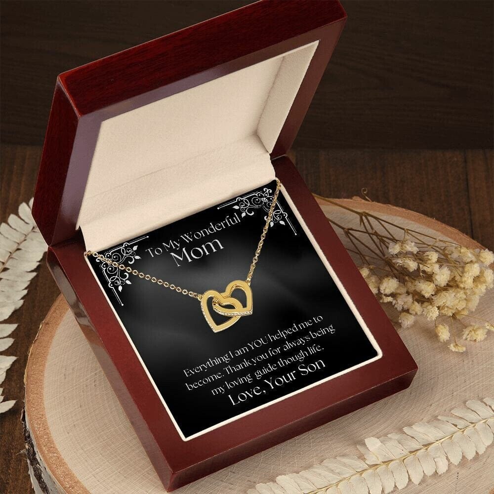 ShineOn Fulfillment Jewelry Mom Necklace, To My Wonderful Mom Necklace, Mother's Gift, Gift From Son, Interlocking Hearts Necklace, Free Gift Box, Free Shipping