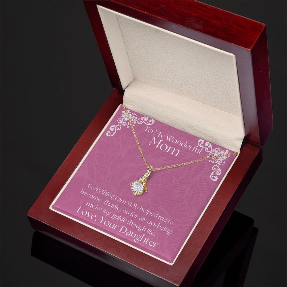 ShineOn Fulfillment Jewelry Mom Necklace, To My Mom Gift, Mother's Day Gift, Ribbon Necklace, Silver Necklace, Gold Necklace, Gift for Her, Free Gift Box, Free Shipping