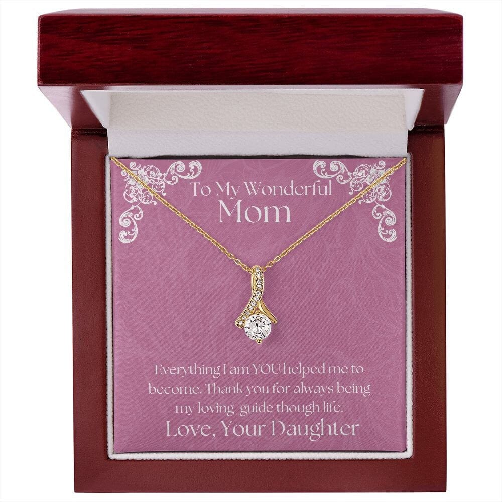 ShineOn Fulfillment Jewelry Mom Necklace, To My Mom Gift, Mother's Day Gift, Ribbon Necklace, Silver Necklace, Gold Necklace, Gift for Her, Free Gift Box, Free Shipping