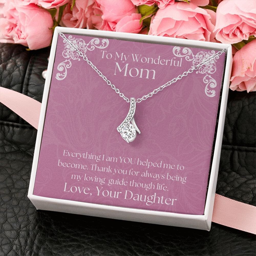ShineOn Fulfillment Jewelry Mom Necklace, To My Mom Gift, Mother's Day Gift, Ribbon Necklace, Silver Necklace, Gold Necklace, Gift for Her, Free Gift Box, Free Shipping