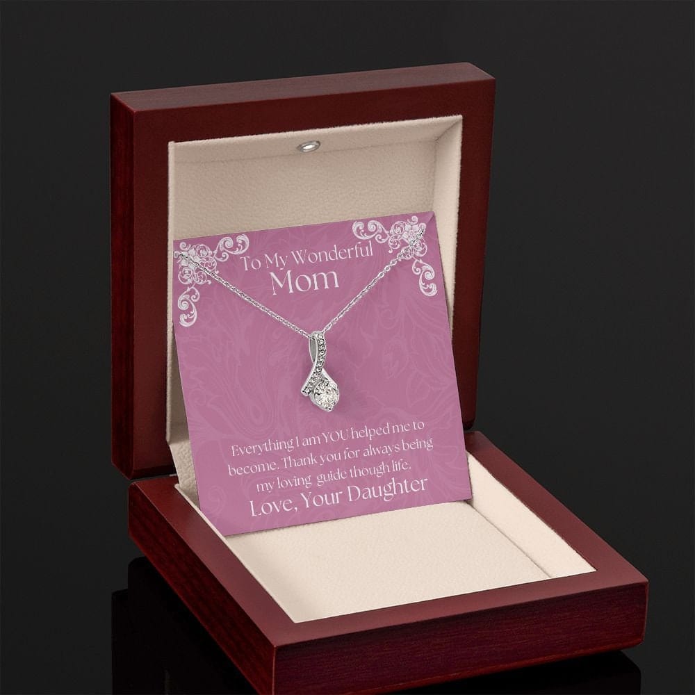 ShineOn Fulfillment Jewelry Mom Necklace, To My Mom Gift, Mother's Day Gift, Ribbon Necklace, Silver Necklace, Gold Necklace, Gift for Her, Free Gift Box, Free Shipping